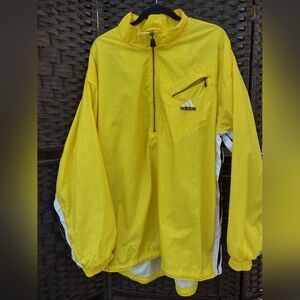 Vintage Adidas Men's XL Yellow Quarter-zip Nylon Windbreaker Jacket 